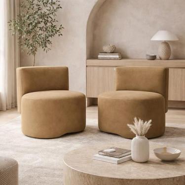 Imagem de Kit 2 Puff Orgânico Feijão Curvo Redondo Com Encosto Sala Quarto Confo