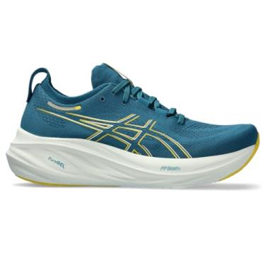 Imagem de ASICS Tênis de corrida masculino Gel-Nimbus 26, Azul-petróleo/mostarda clara, 40