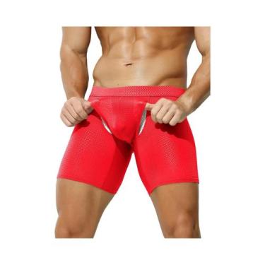 Imagem de Shorts Boxer Longos Respiráveis Em Malha U Convexa Sexy Para Homens - 