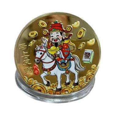 Imagem de Moeda Decorativa Do Zodíaco Do Ano Do Cavalo Medalha Comemorativa Colo