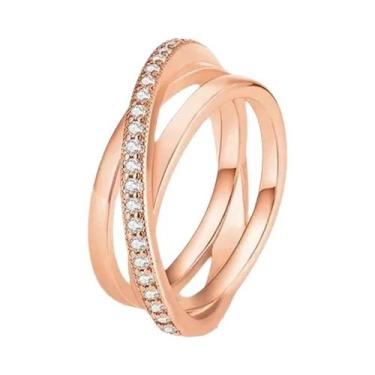 Imagem de Anel Feminino Em Prata Esterlina 925 Com Ouro Rosa E Pedra Em Forma De