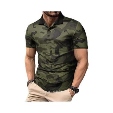 Imagem de Camisa Polo Masculina De Manga Curta Com Estampa Colorida Camuflada Ca