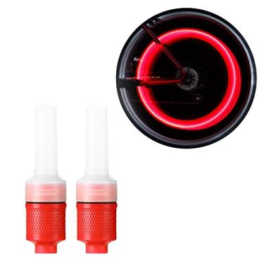 Imagem de Wemay 2 peças lâmpada de válvula de pneu de bicicleta IP6 à prova d'água luz de roda de bicicleta lâmpada piscando para mountain bikes bicicletas de estrada