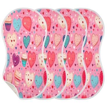 Imagem de Wassud Panos de musselina para arrotar bolos e sobremesas, pacote com 4, babadores de algodão, toalha de rosto, panos absorventes e macios para arrotos para meninos e meninas recém-nascidos