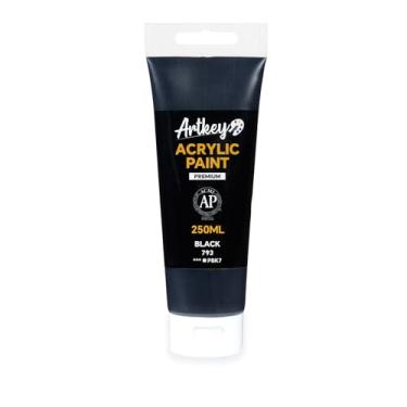 Imagem de Artkey Tinta acrílica - tubos pretos (250 ml/240 g), pigmentos ricos e vibrantes, tintas acrílicas para artistas profissionais - Materiais de arte para tela, madeira, rocha, argila, tecido, cerâmica