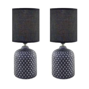 Imagem de Kit 2 Abajur Mesa Luminária Cerâmica Quarto Cabeceira Decor - C3b, Rom