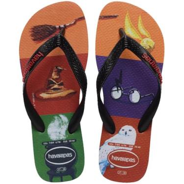 Imagem de Chinelo Havaianas Masculino Harry Potter Preto Logo na Tira Confortável Tamanho 43-44