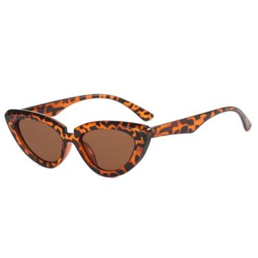Imagem de Óculos de Sol Femininos Jelly Color Cat Eye com Armação Pequena e Proteção UV400 para Esportes ao Ar Livre, Corrida e Ciclismo, Estampa de Leopardo Marrom