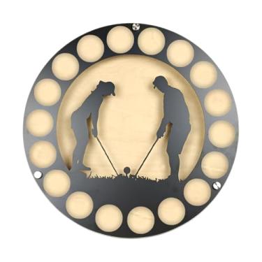 Imagem de Vaveren Expositor circular para bolas de golfe, decoração de parede para golfistas, criativo, silhueta de metal, suporte para bolas de golfe de fácil, Style D