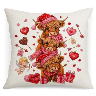 Imagem de AOFANGGO Capa de almofada de dia dos namorados 45,7 x 45,7 cm, coração, doce, bebê, vaca, rosa, flechas, decoração, presente para casa, sofá, sofá