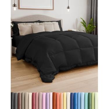 Imagem de Conjunto de cama de solteiro, preto alternativo – quente, leve, luxuoso e respirável de qualidade hoteleira – Edredom de microfibra refrescante para todas as estações, fofo e aconchegante