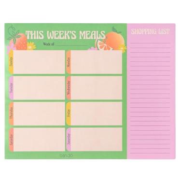 Imagem de ban.do Almofada de planejamento de refeições para geladeira e cozinha, linda agenda semanal magnética com lista de compras/compras, frutas