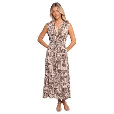 Imagem de Petal & Pup Vestido feminino Solange Maxi com estampa marrom chocolate, Marrom, M