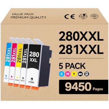 Imagem de Cartuchos de tinta 280XXL Pacote com 5 cartuchos de alto rendimento para cartuchos PGI-280XXL CLI-281XXL para TR8520 TR8620a TR8622a TR8620 TR8600 TS702a TS9520 TS9521C TR8520 TS6220 TS6320 0 TS82 20