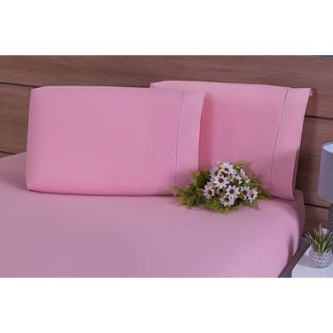 Imagem de 2 Fronhas King 50x90 100% Algodão 200 Fios Ponto Palito Rose