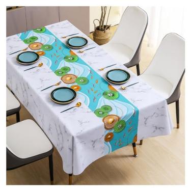 Imagem de Toalha de mesa retangular branca lavável tecido poliéster festa de casamento banquete acampamento tapete de mesa (1.140 x 200 cm)