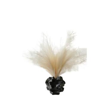 Imagem de Vaso de cerâmica branca sem fogo com textura fosca, inserções hidropônicas de flores secas, ornamentos de decoração de casa, vasos de flores para presentes e artesanato (preto fantasia (pequeno))