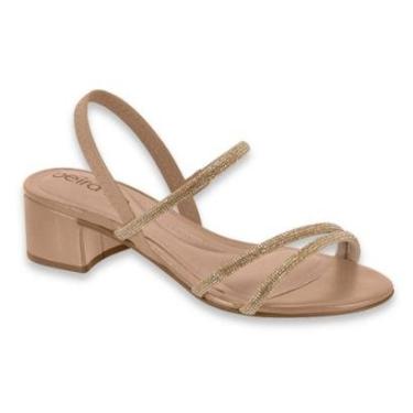 Imagem de Sandalia Feminina Beira Rio Conforto Salto Baixo Bloco Festa Chic Elástico Brilho Strass Ref: 8345.6-Feminino