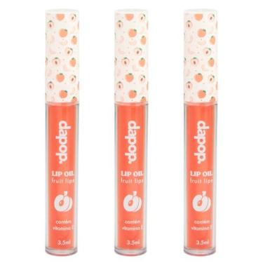 Imagem de Kit 3 Lip Oil Fruits Lips De Pêssego Com Vitamina E - Dapop