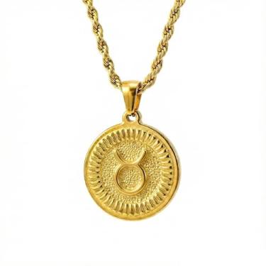 Imagem de Colar com pingente de constelação banhado a ouro 18K, corrente de corda ajustável, impermeável e antioxidante, colares do zodíaco masculino e feminino, embalagem de caixa de presente, presente de