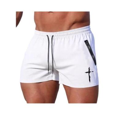 Imagem de Calções De Natação Masculinos De Verão Com Estampa Cruzada, Shorts De 
