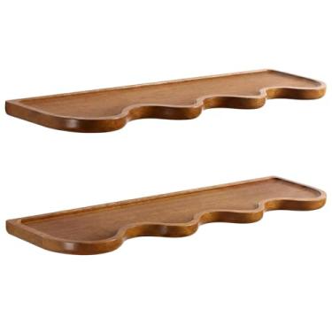 Imagem de Pinkunn 2 prateleiras flutuantes para parede de madeira recortada, prateleiras flutuantes de borda viva, prateleira moderna montada com recortes, decoração de parede rústica para casa, cozinha