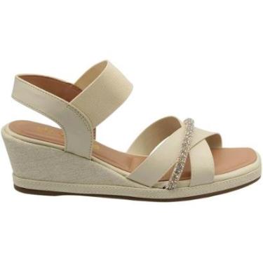 Imagem de Sandália Anabela Via Scarpa Tiras Cruzadas Strass-Feminino