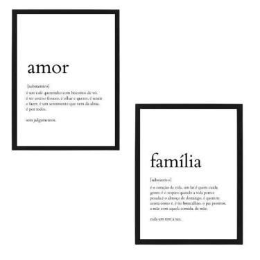 Imagem de Quadros Definição Amor E Família Moldura Preta 24X18Cm 2Un