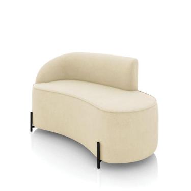 Imagem de Sofá 2 Lugares Orgânico 140cm Pé Ferro Preto Morgan Suede Bege