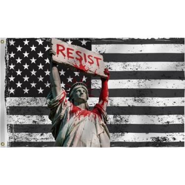 Imagem de Bandeira resistente 1,8 x 3 m, bandeira americana de protesto, bandeiras de design de estátua da liberdade, faixa masculina e feminina, cores vibrantes, costura dupla com 2 ilhós de latão, decoração