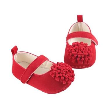 Imagem de Sapatos De Bebê Com Sola De Tecido Antiderrapante Vermelha Para 0-1 An