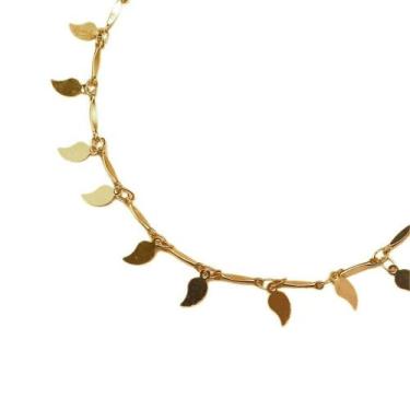 Imagem de Tornozeleira Folheada a Ouro 18k com Pingentes de Folhas - no-brand