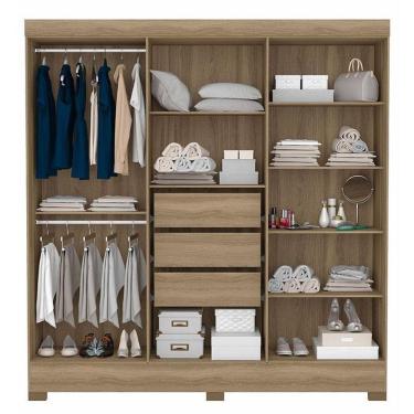 Imagem de Cômoda Astral E Guarda Roupa Casal Prático Amêndola Touch Com Espelho - Demóbile