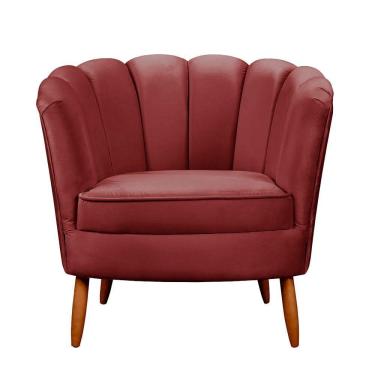 Imagem de Poltrona Ariel Petala Decorativa Com Pés De Madeira Speciale Home Vinho