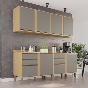 Imagem de Cozinha Compacta 4 Peças 8 Portas 4 Gavetas Pérola Jequitibá/Granizo