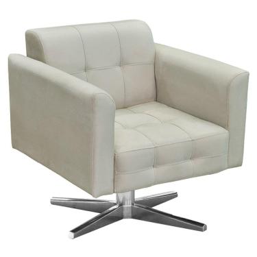 Imagem de Poltrona Decorativa Base Cromada Giratória Ana Suede Bege - Ibiza
