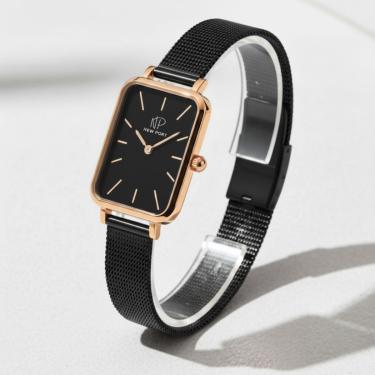 Imagem de Relógio Feminino Preto Quadrado Elegante Casual New Port