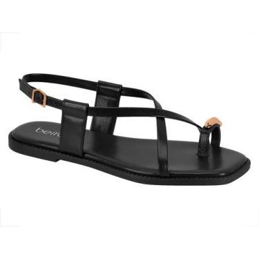 Imagem de Sandália Feminina Beira Rio Anél Palmilha Conforto 8571100, 36, Preto