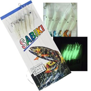 Imagem de Isca Artificial Pesca Sabiki 5 Camarao Fluorescente Lambari Robalo Tai