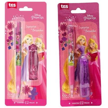 Imagem de Kit borracha batom + lapiseira 0,7mm princesas disney - tris