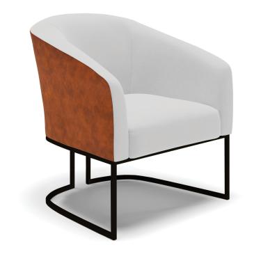 Imagem de Poltrona Decorativa Industrial Preta Stella Nozes/Linho Cinza D03 - D'Rossi