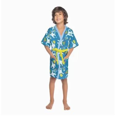 Imagem de Roupão Infantil Aveludado Quimono M Space Dino Lepper