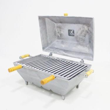 Imagem de Churrasqueira Bafo Quadrada Alumínio Fundido Grande Cinza