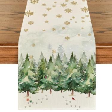 Imagem de Caminho de Mesa Artoid Mode Árvores de Natal Flocos de Neve 33x122cm