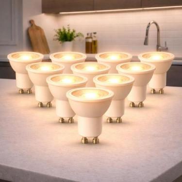 Imagem de Kit 10 Lampada Led Dicróica MR16 4,8w 3000k Branco Quente GU10 110v/22