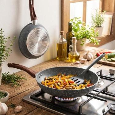 Imagem de Kit 2 Frigideiras Nanoceramico Granito Antiaderente Espatula Fogao Ind