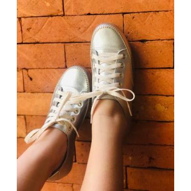 Imagem de Tênis feminino Prata Confortável de Couro - Izabella Araújo, Prata, 38