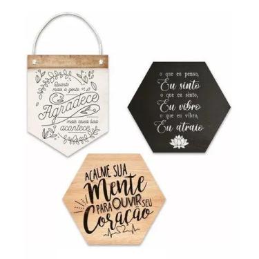 Imagem de Kit Com 3 Placas Em Mdf - Frases Motivacionais - R+ ADESIVOS