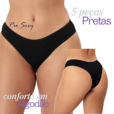Imagem de kit 5 calcinha algodão conforto básica, uso ou revenda, roupa feminina