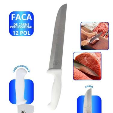 Imagem de Faca de Carne 12 Açougue Profissional Aço Corte Preciso Multiuso Unida